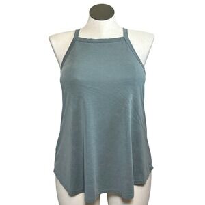 Moa Moa Womens Sage Green High Neck Halter Tank Top Size Large Relaxed Fit Boho